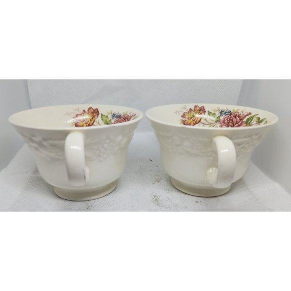 2 Eggshell Theme Homer Laughlin Made In U.S.A Teacup & Saucer Set C41N5 - Picture 14 of 16